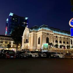 The opera house at night