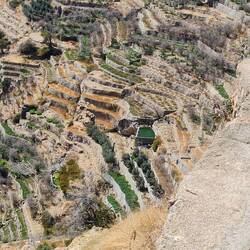 That's what it looks like down below, tiny terraces glued to the rocks