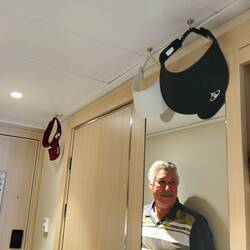 The old boy used magnets to create some extra hanging space for our visors!