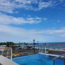 The infinity pool overlooking the ocean at port.