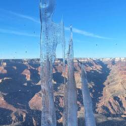 The icicles against the window