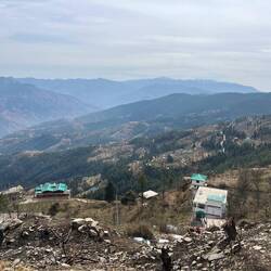 The Himalayas ("Himaaarlyas") in the distance