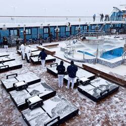 Crew having fun in the snow — Dallman Bay, Antarctica.