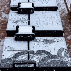Messages written in the snow — Dallman Bay, Antarctica.