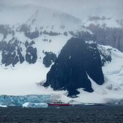 Still misty in Gerlache Strait, Antarctica.