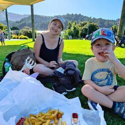 Noch eine Stärkung vor der Überfahrt nach Wellington.