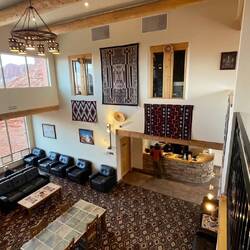 The foyer of the hotel and reception area