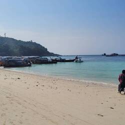 Mornings are busy with people arriving and departing the island.