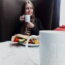 Warming up at our café