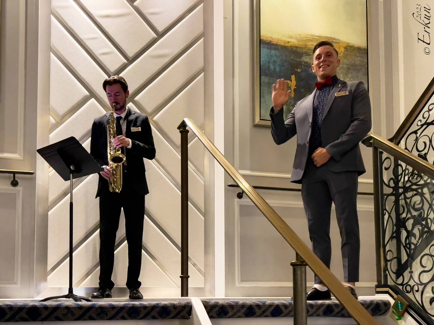 Chase and Ilya welcome us as we come up the stairs — RTW Dinner.