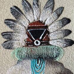 A closeup of one of the sand paintings