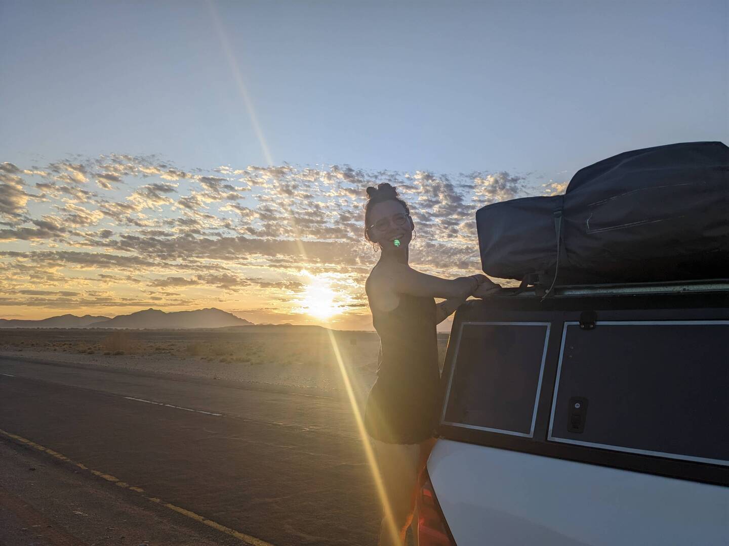 We pulled over briefly for the sunrise.