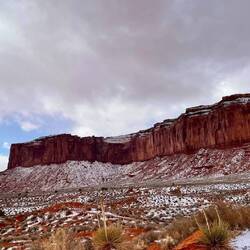 White snow against red rock is a sight to behold