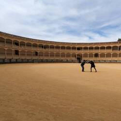 John and Emily squaring off in the Bullring