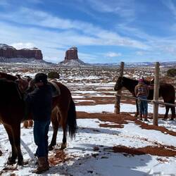 Getting our horses ready for the ride