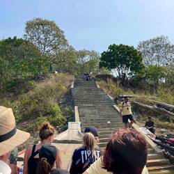 Exiting our boat for the last time