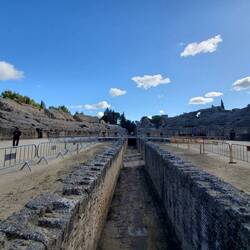 Inside of the Amphitheater. Part of the missing floor.