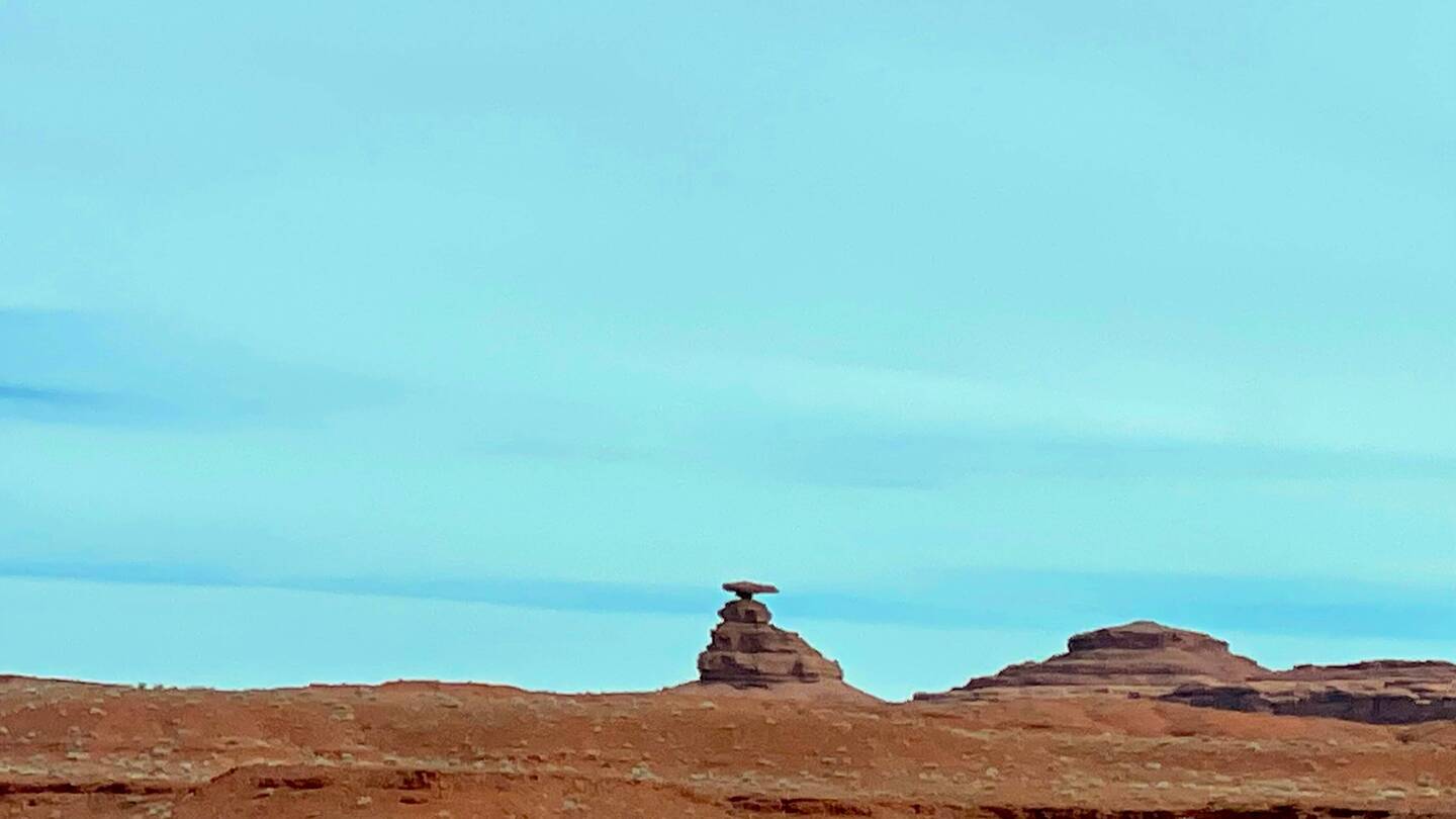 The rock formation called Mexican Hat which was the inspiration for the township name