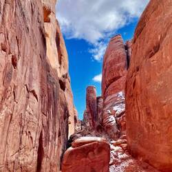 Looking out from Sand Dune Arch