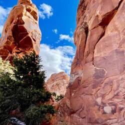 Another photo of red rock, blue sky and snow