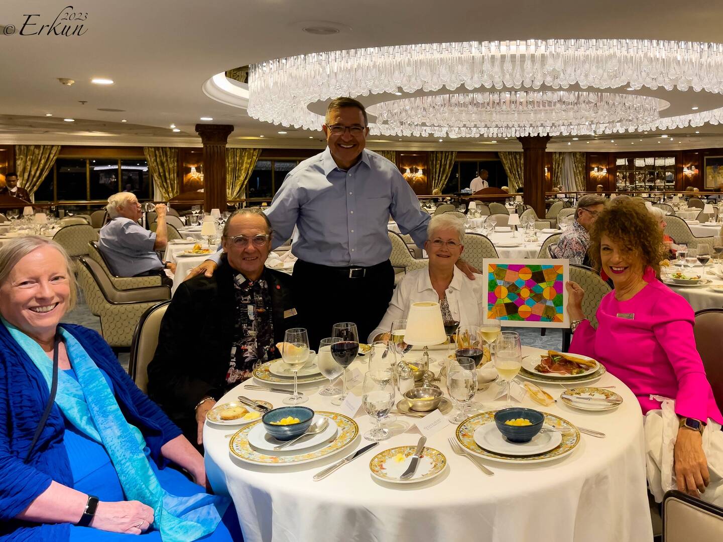 Dinner hosted by Carolyn & Paul, our RTW hosts — Aboard Insignia.