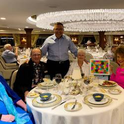 Dinner hosted by Carolyn & Paul, our RTW hosts — Aboard Insignia.