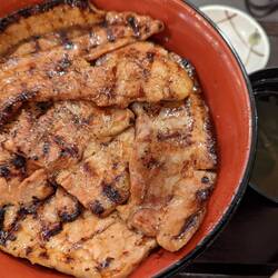 Lunch: rice covered by pork slices