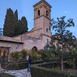 Emily walking through the gardens off the Convent of San Francisco in the Alhambra