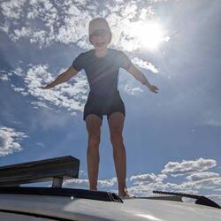 Letting out the frustrations of the day from the roof while enjoying the road.