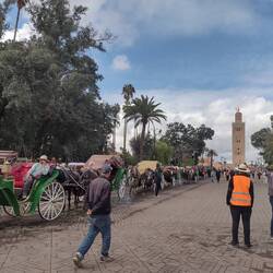 Horse drawn tourist rides outside Koutoubia Mosque