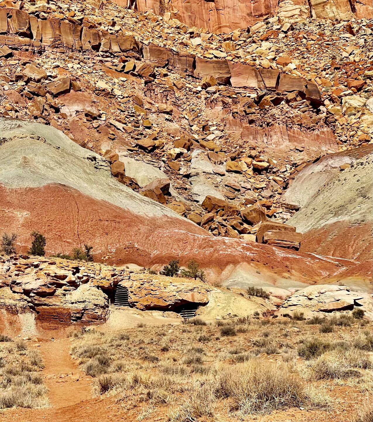 If you look closely you can see the timber slats of the uranium underground mine