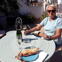 Lunch on our terrace in hot sunshine