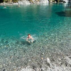 swimming in the blue pools - they were freezing!