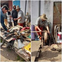 Landwirtschaftliche Werkzeuge werden geschliffen