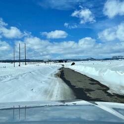 Dual State Highway down to one lane because of the snow