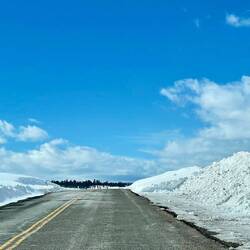 Snow banks on the highway
