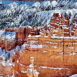 The photo doesn't show just how large these rock formations are and how deep the canyon is