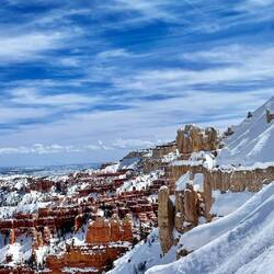 The height of the snow on the rocks