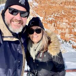 We were trying to get a photo of how high the snow banks were are the lookout