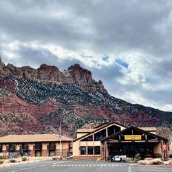 What an amazing backdrop to our motel