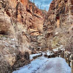 Heading towards the Narrows on a very icy path