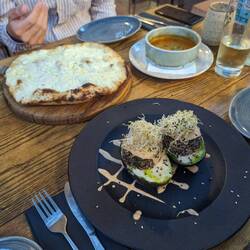 größte Avocado mit Quinoa und Sprossen als Vorspeise