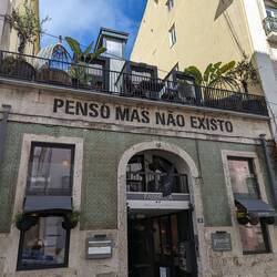 In Lisbon. Writing translates to "I think but I do not exist"