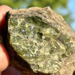 Close up of Bretts big peridot crystals