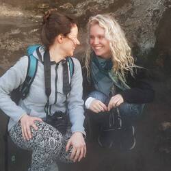 Aufwärmen in den heißen Dämpfen