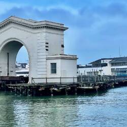 Pier 43 Ferry Arch a hoisting tower for loading and unloading rail cars on and off ferries - 1914