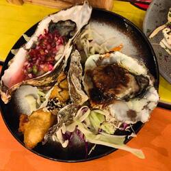 Die Austern hatten hier lustige Namen, wie: hot date, I love you, last kiss.