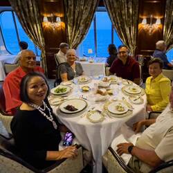 Our Mindelo tour group in the GDR for dinner tonight — Aboard Insignia.