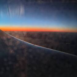 Beautiful sunrise coming into Casablanca, dirty windows