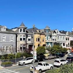 All the beautiful Victorian buildings around Alamo Square